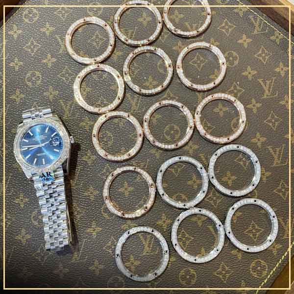 đồng hồ Rolex độ kim cương nhân tạo moissanite taj w1011 tú an jewelry